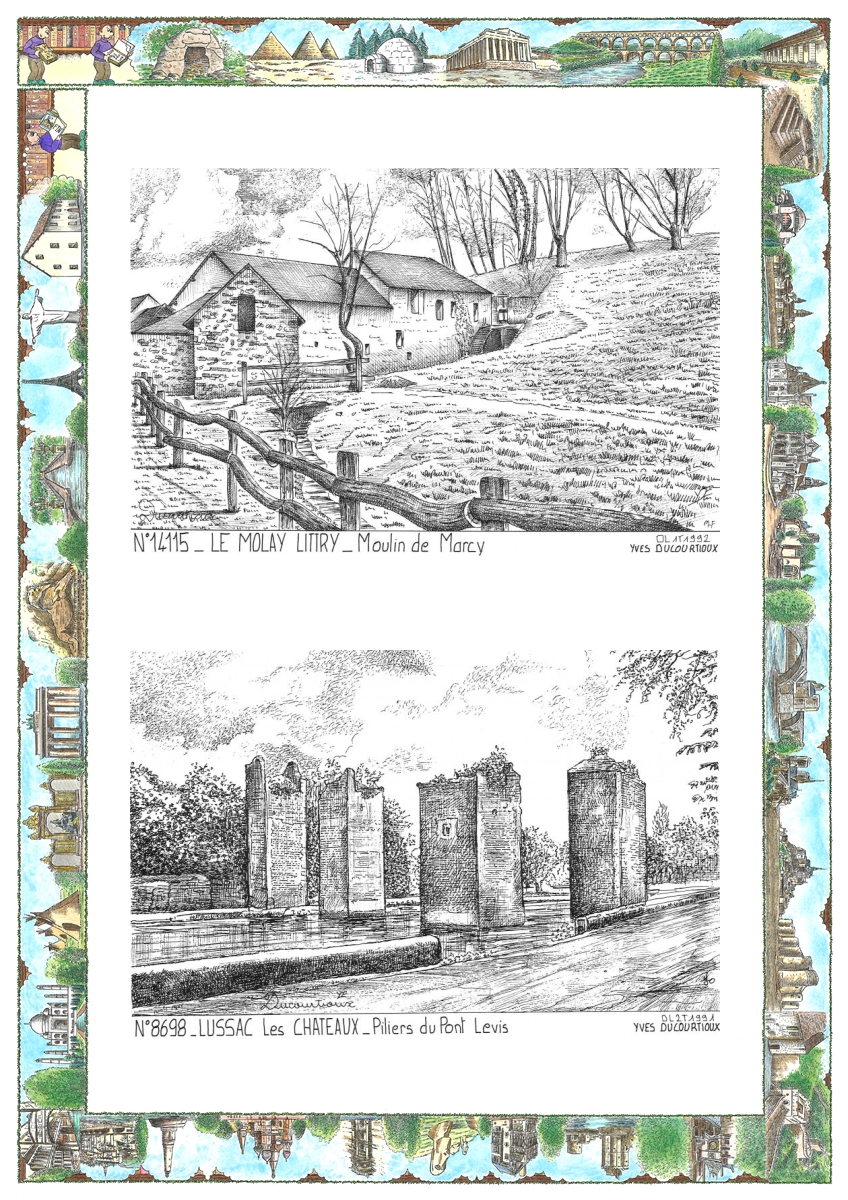 MONOCARTE N 14115-86098 - LE MOLAY LITTRY - moulin de marcy / LUSSAC LES CHATEAUX - piliers du pont levis