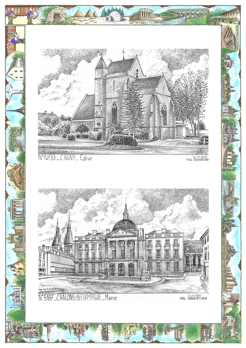 MONOCARTE N 14133-51087 - CAGNY - �glise / CHALONS EN CHAMPAGNE - mairie