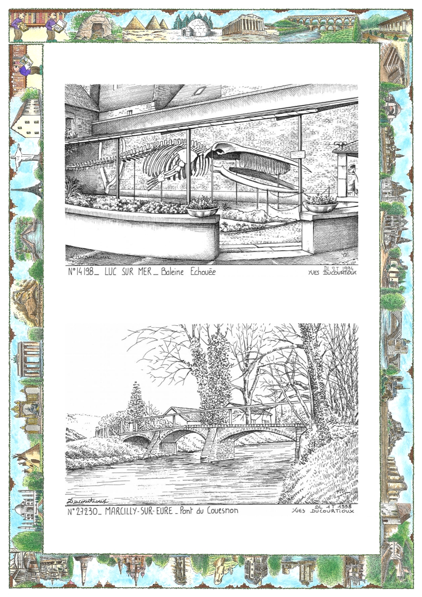 MONOCARTE N 14198-27230 - LUC SUR MER - baleine �chou�e / MARCILLY SUR EURE - pont du couesnon