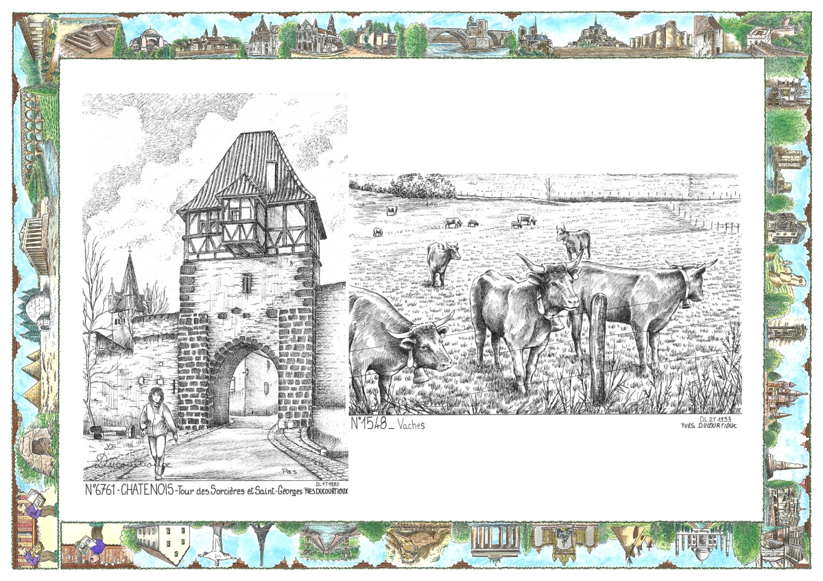 MONOCARTE N 15048-67061 - ALLANCHE - vaches / CHATENOIS - tour des sorci�res et st geor.