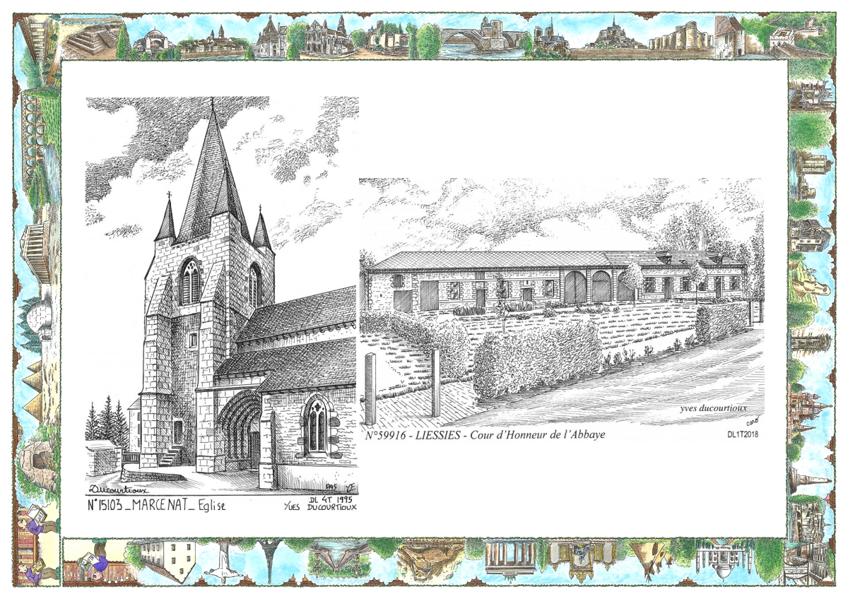 MONOCARTE N 15103-59916 - MARCENAT - �glise / LIESSIES - cour d honneur de l abbaye