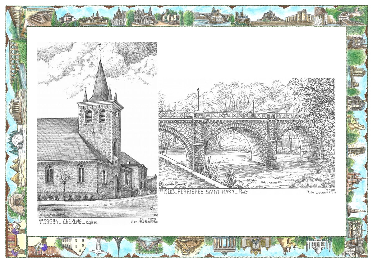 MONOCARTE N 15203-59584 - FERRIERES ST MARY - pont / CHERENG - �glise
