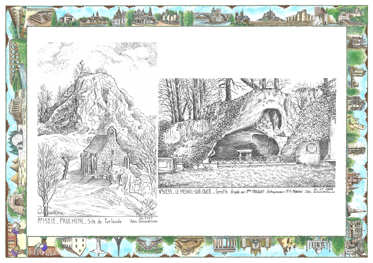 MONOCARTE N 15212-51235 - PAULHENC - site de turlande / LE MESNIL SUR OGER - grotte �rig�e par mr Louis Mol