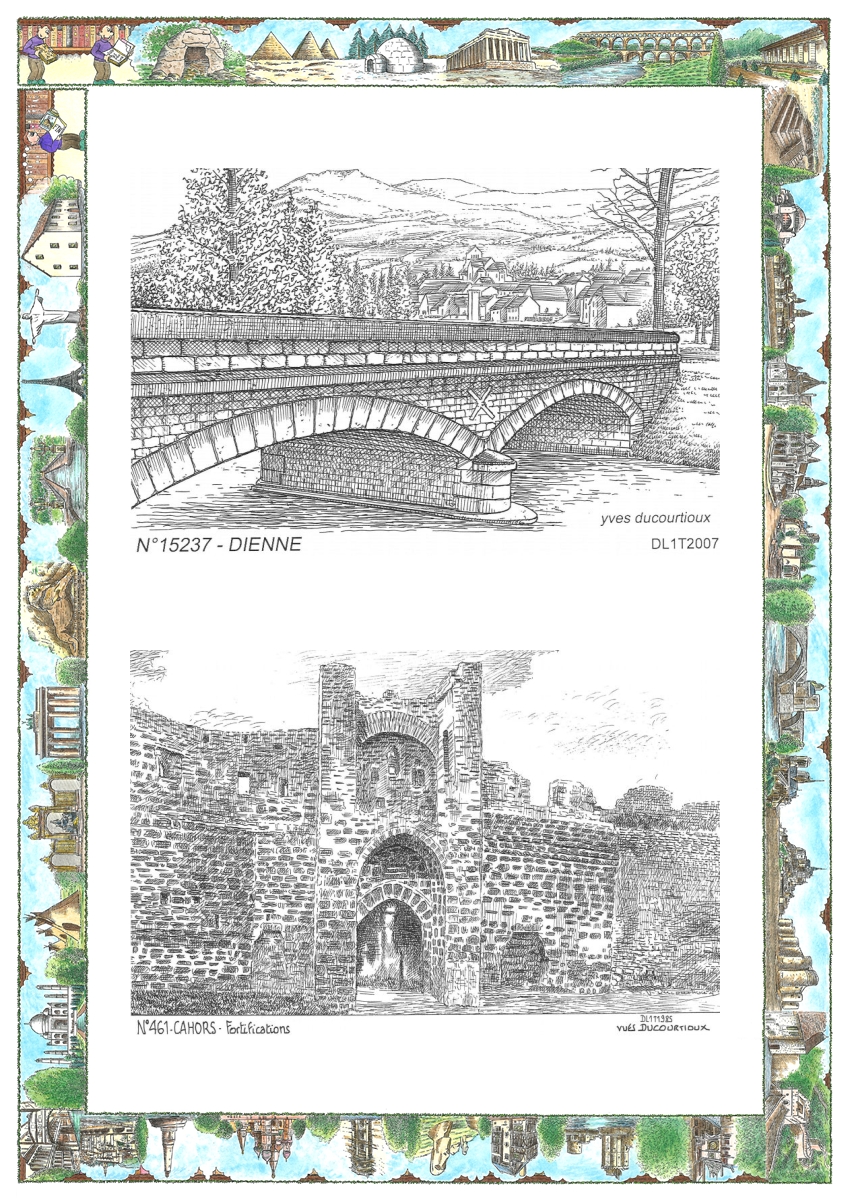 MONOCARTE N 15237-46001 - DIENNE - vue / CAHORS - fortifications