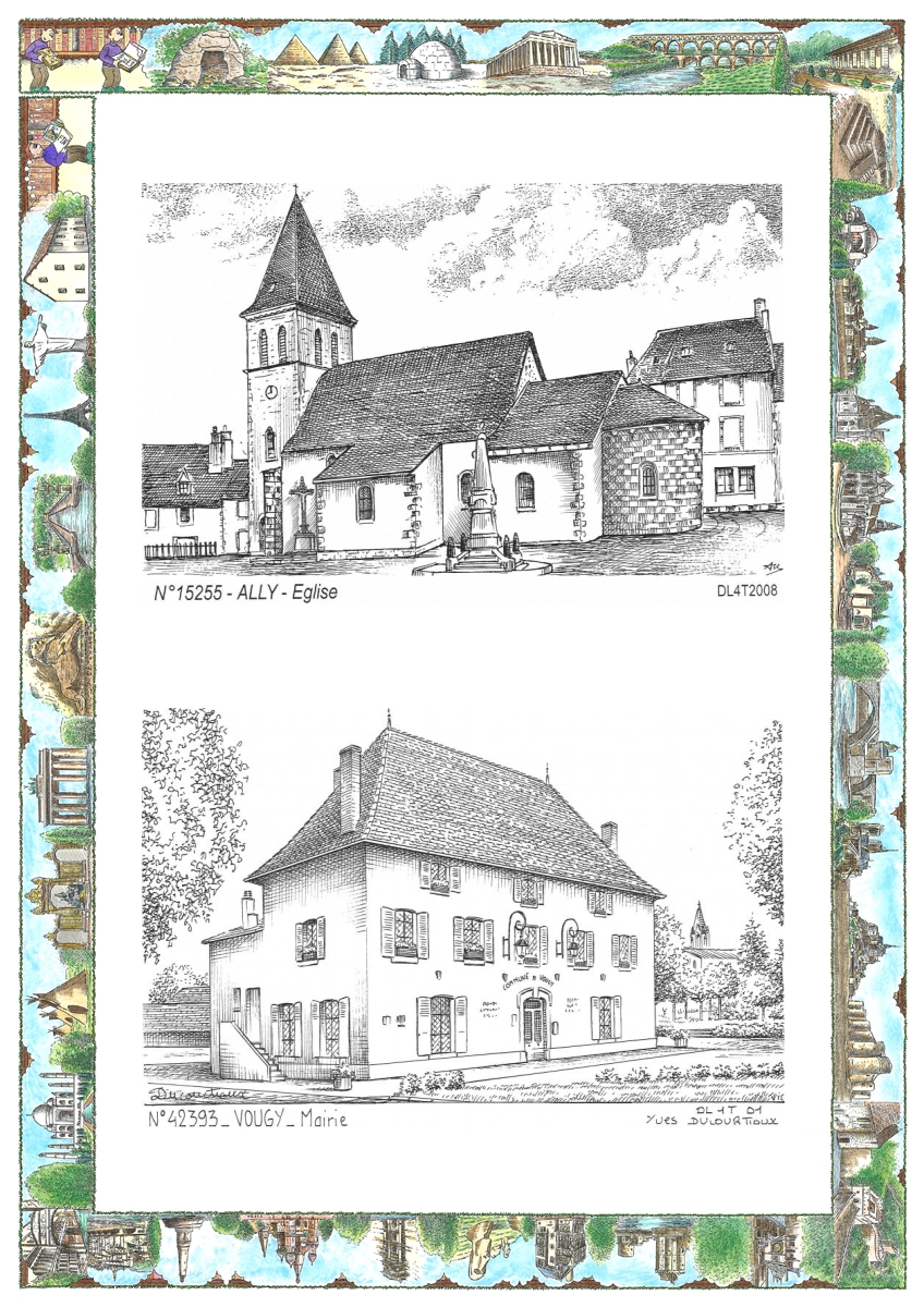 MONOCARTE N 15255-42393 - ALLY - �glise / VOUGY - mairie