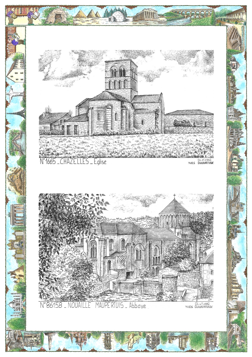 MONOCARTE N 16065-86158 - CHAZELLES - �glise / NOUAILLE MAUPERTUIS - abbaye