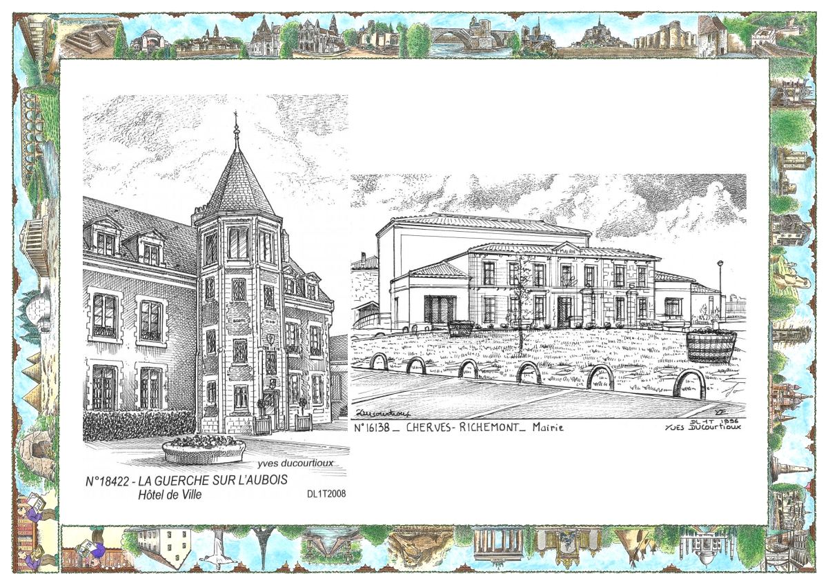 MONOCARTE N 16138-18422 - CHERVES RICHEMONT - mairie / LA GUERCHE SUR L AUBOIS - h�tel de ville