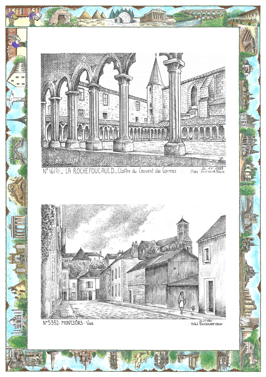 MONOCARTE N 16171-53052 - LA ROCHEFOUCAULD - clo�tre du couvent des carmes / MONTSURS - vue