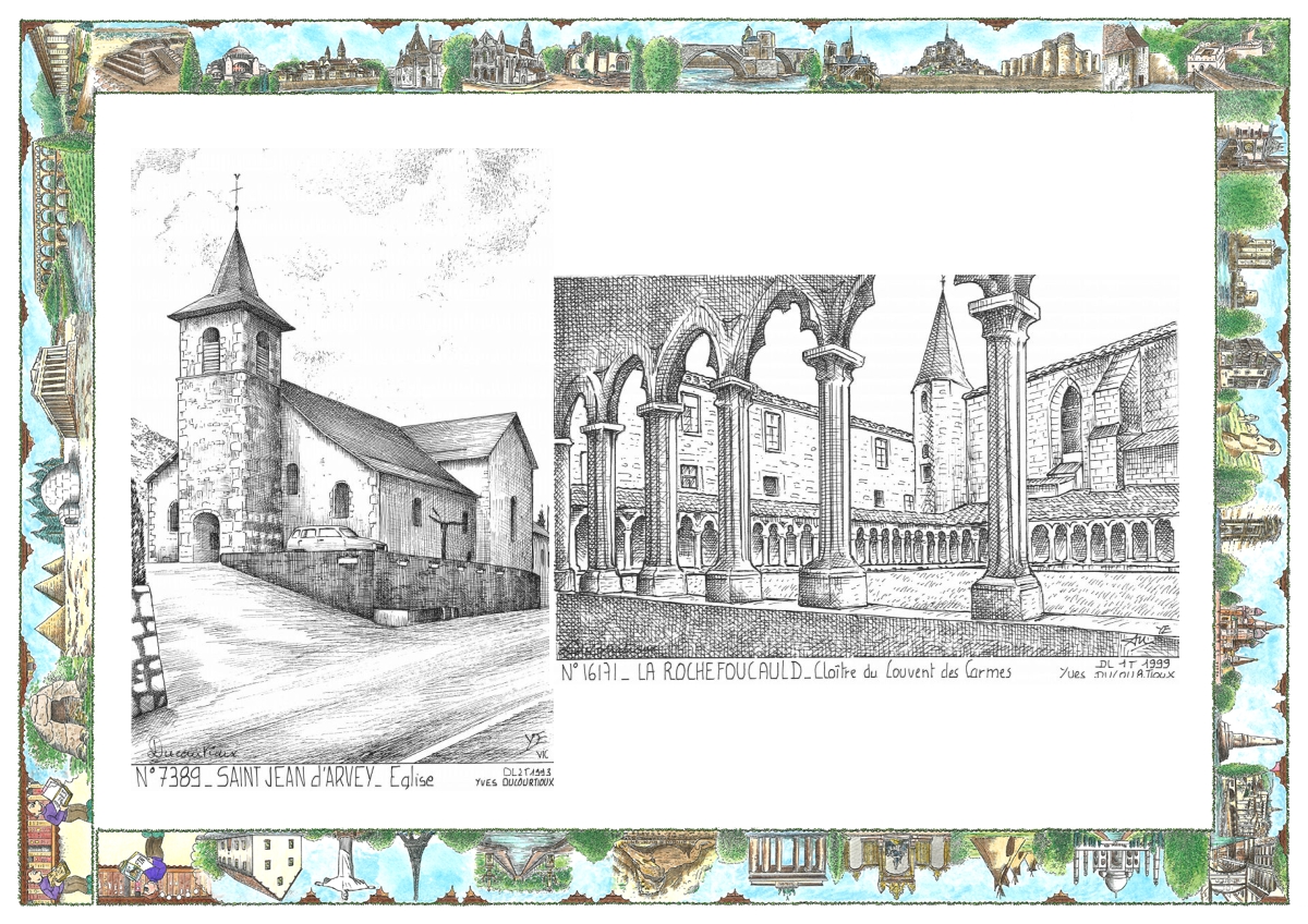 MONOCARTE N 16171-73089 - LA ROCHEFOUCAULD - clo�tre du couvent des carmes / ST JEAN D ARVEY - �glise
