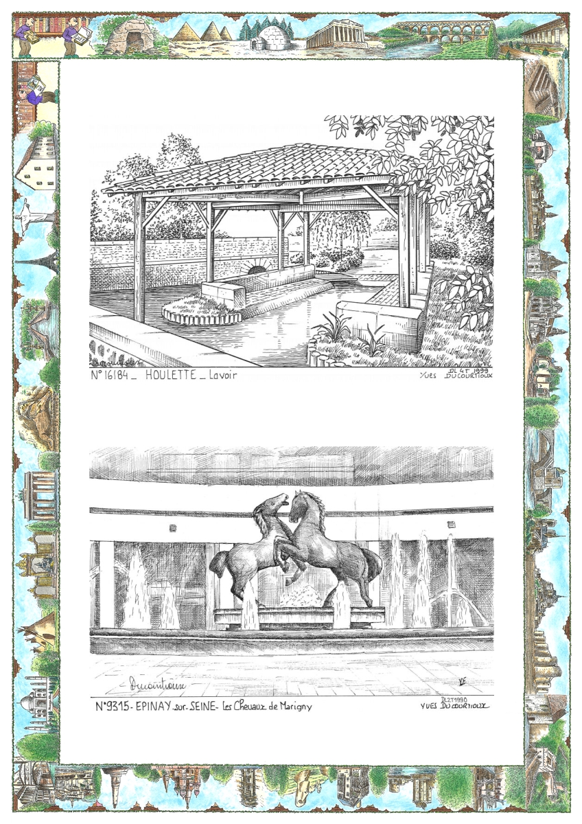 MONOCARTE N 16184-93015 - HOULETTE - lavoir / EPINAY SUR SEINE - les chevaux de marigny