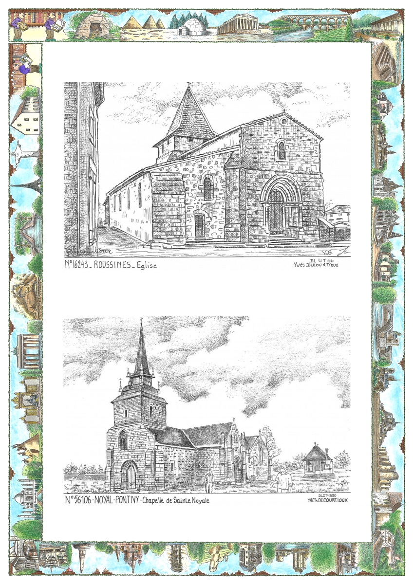 MONOCARTE N 16243-56106 - ROUSSINES - �glise / NOYAL PONTIVY - chapelle de ste noyale