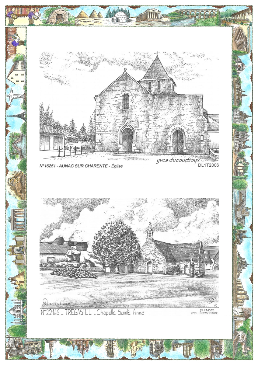 MONOCARTE N 16251-22146 - AUNAC - �glise / TREGASTEL - chapelle ste anne