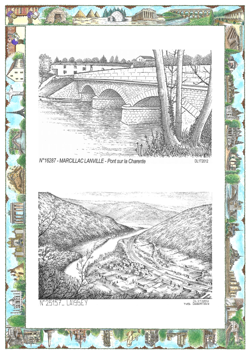 MONOCARTE N 16287-25157 - MARCILLAC LANVILLE - pont sur la charente / LAISSEY - vue