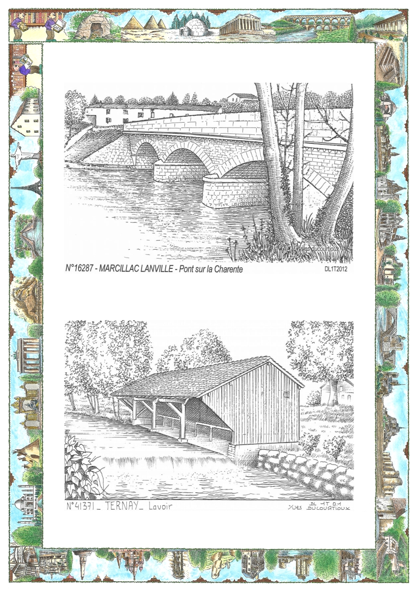 MONOCARTE N 16287-41371 - MARCILLAC LANVILLE - pont sur la charente / TERNAY - lavoir