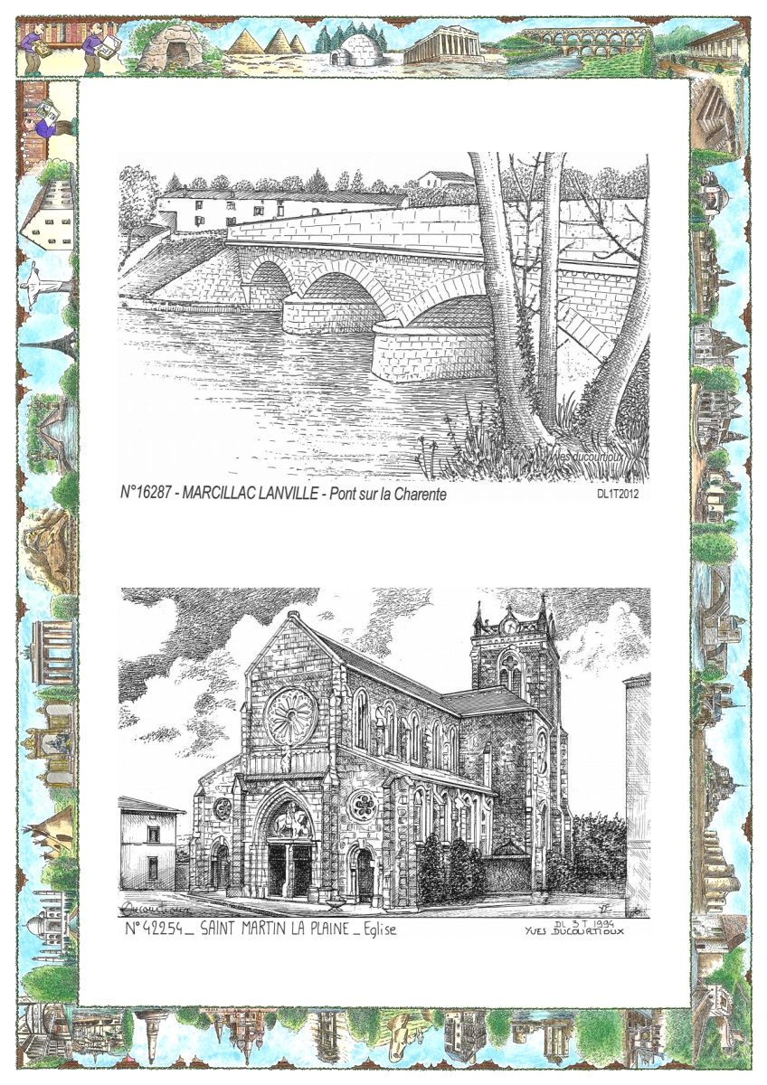 MONOCARTE N 16287-42254 - MARCILLAC LANVILLE - pont sur la charente / ST MARTIN LA PLAINE - �glise