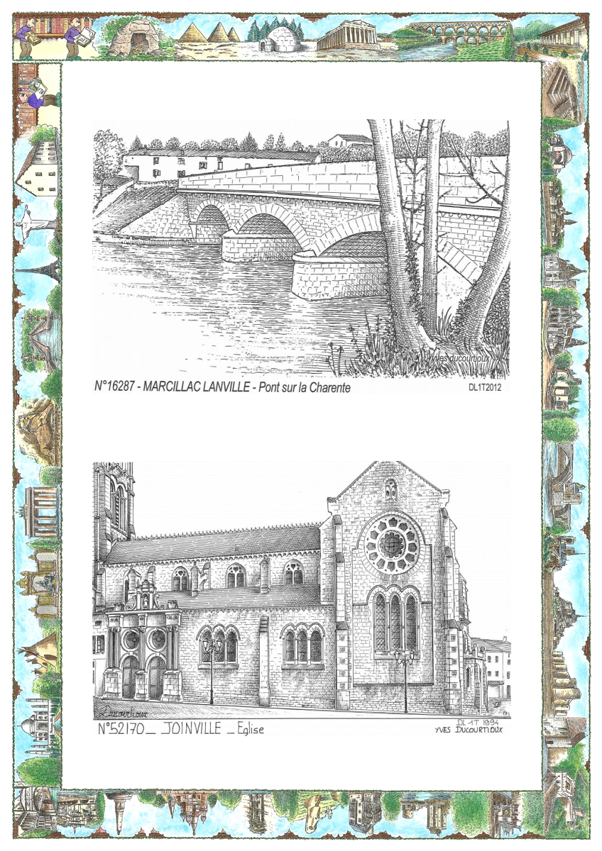 MONOCARTE N 16287-52170 - MARCILLAC LANVILLE - pont sur la charente / JOINVILLE - �glise