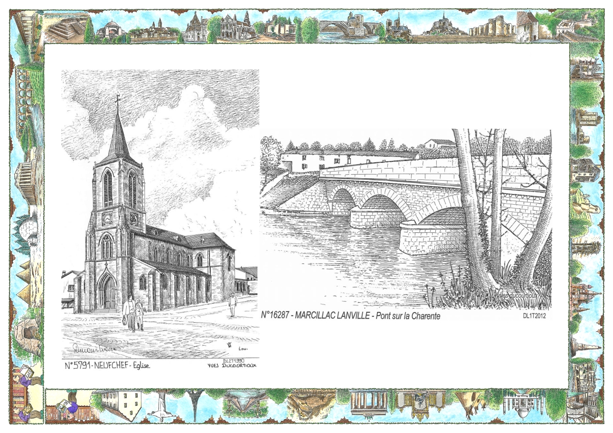 MONOCARTE N 16287-57091 - MARCILLAC LANVILLE - pont sur la charente / NEUFCHEF - �glise