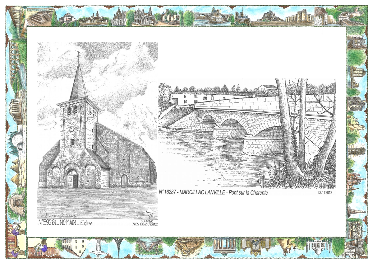 MONOCARTE N 16287-59281 - MARCILLAC LANVILLE - pont sur la charente / NOMAIN - �glise