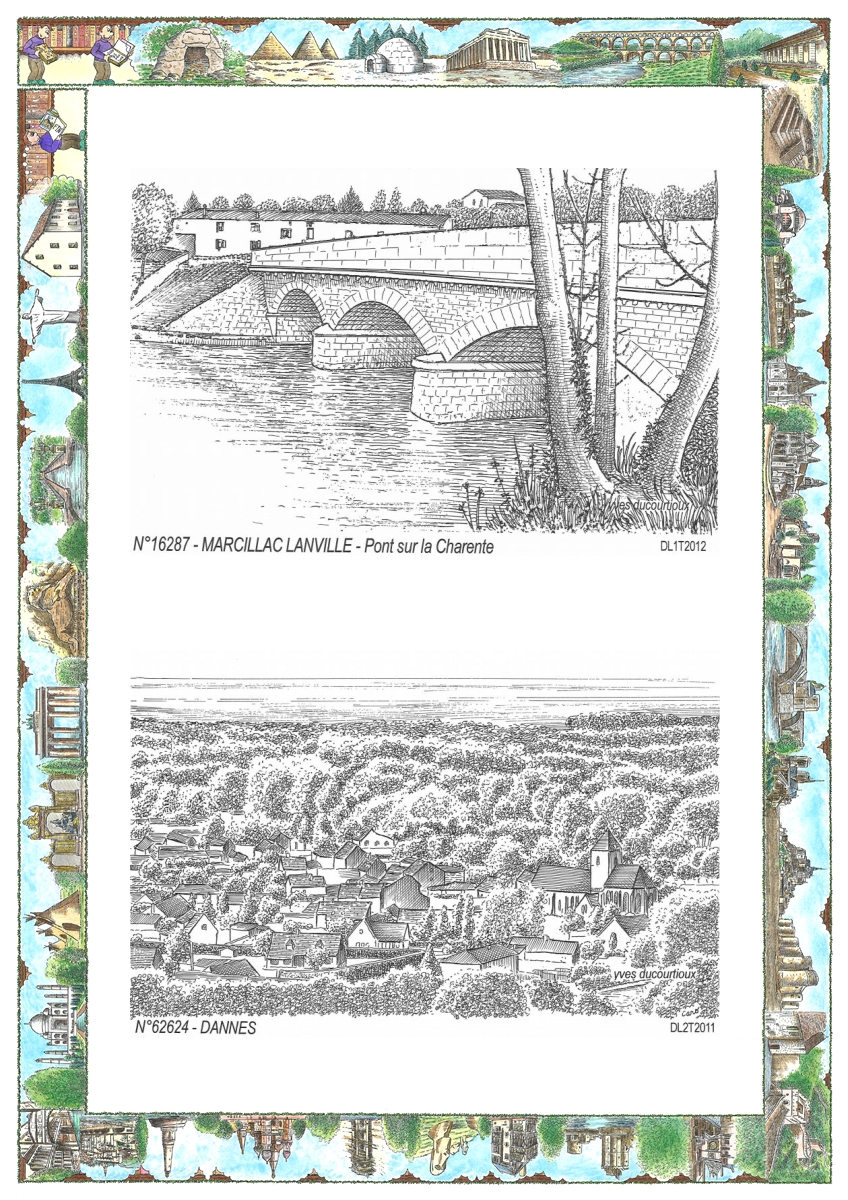 MONOCARTE N 16287-62624 - MARCILLAC LANVILLE - pont sur la charente / DANNES - vue