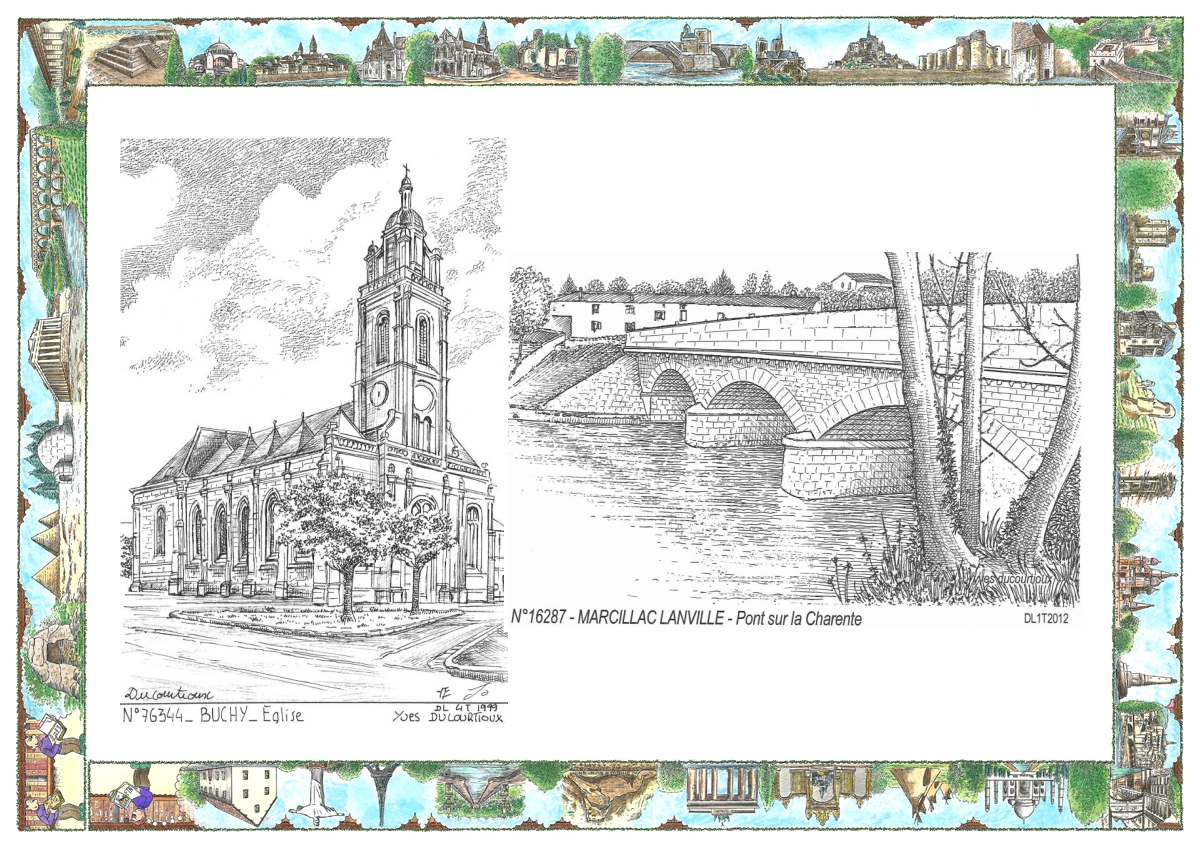MONOCARTE N 16287-76344 - MARCILLAC LANVILLE - pont sur la charente / BUCHY - �glise
