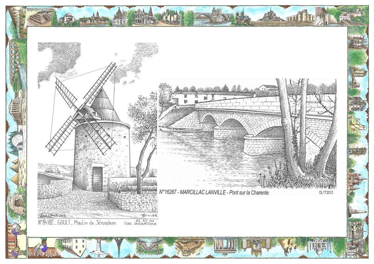 MONOCARTE N 16287-84182 - MARCILLAC LANVILLE - pont sur la charente / GOULT - moulin de j�rusalem