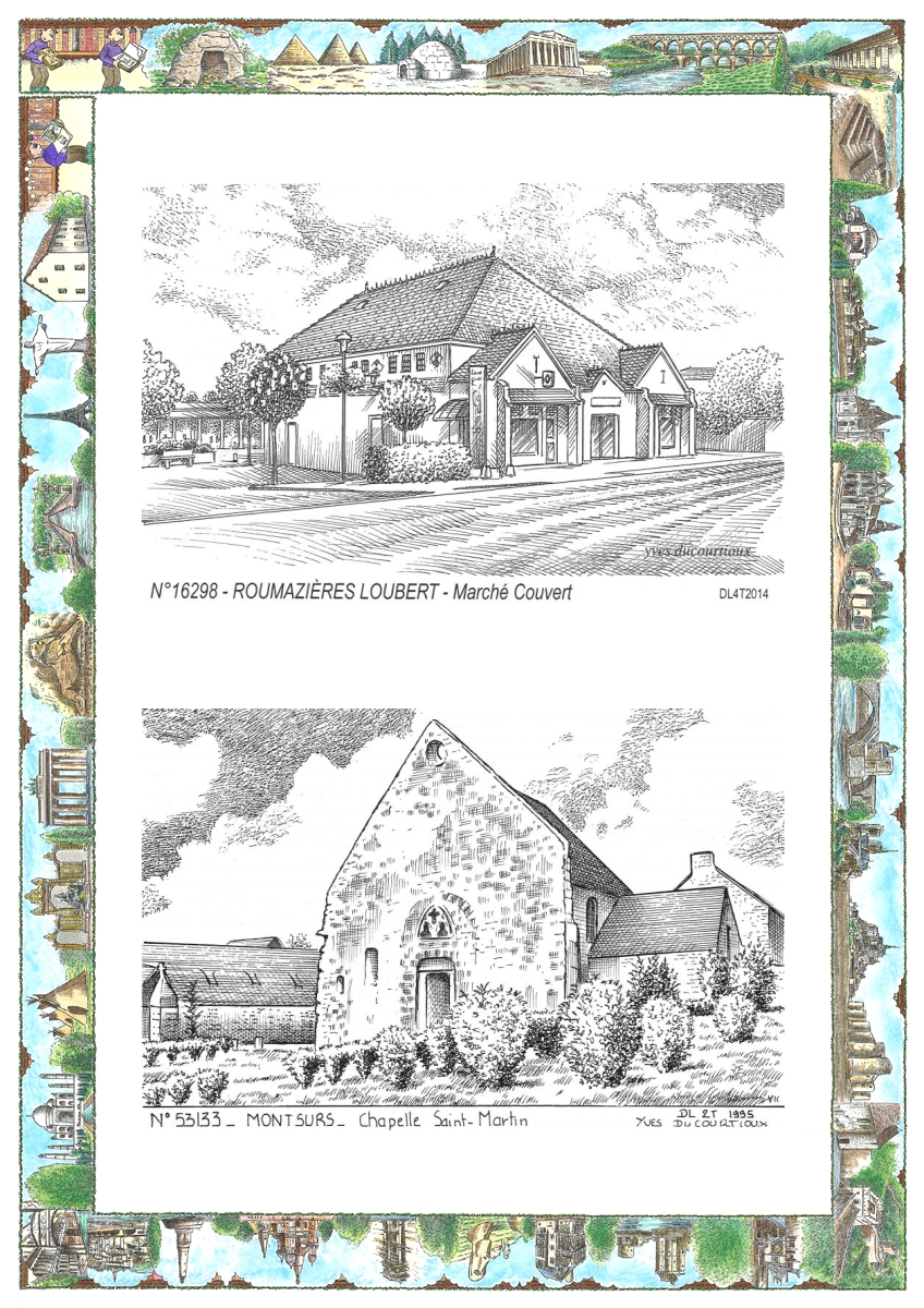 MONOCARTE N 16298-53133 - ROUMAZIERES LOUBERT - march� couvert / MONTSURS - chapelle st martin