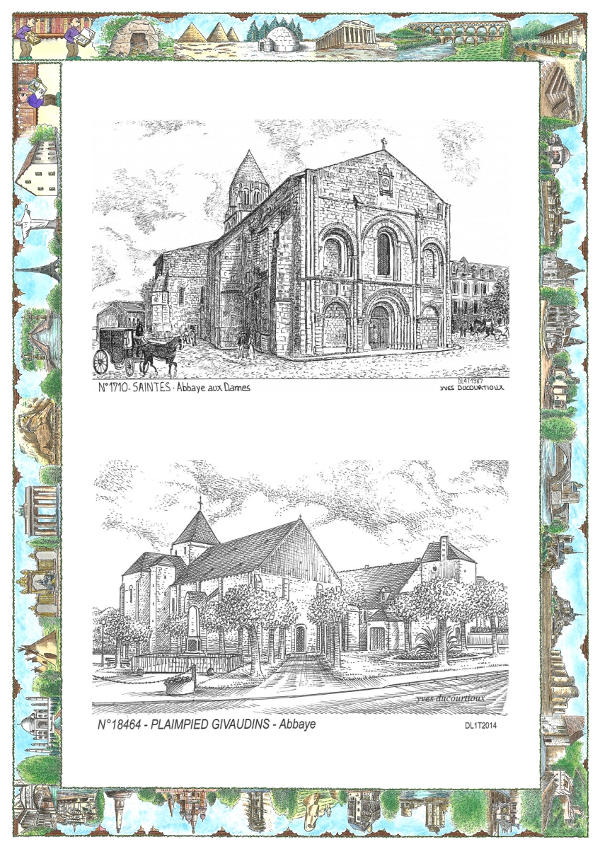 MONOCARTE N 17010-18464 - SAINTES - abbaye aux dames / PLAIMPIED GIVAUDINS - abbaye