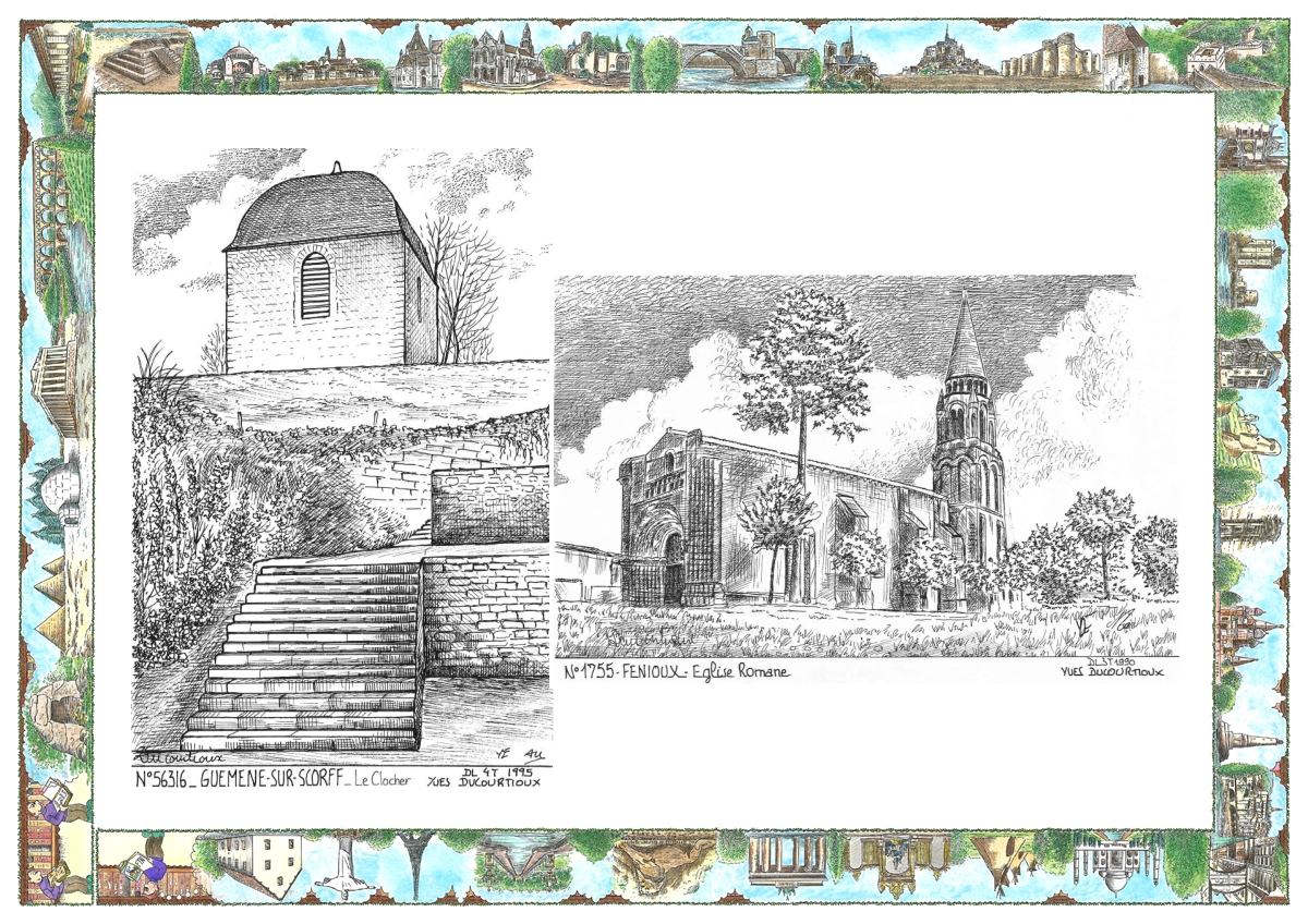 MONOCARTE N 17055-56316 - FENIOUX - �glise romane / GUEMENE SUR SCORFF - le clocher