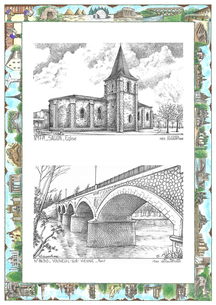 MONOCARTE N 17071-86310 - SAUJON - �glise / VOUNEUIL SUR VIENNE - pont