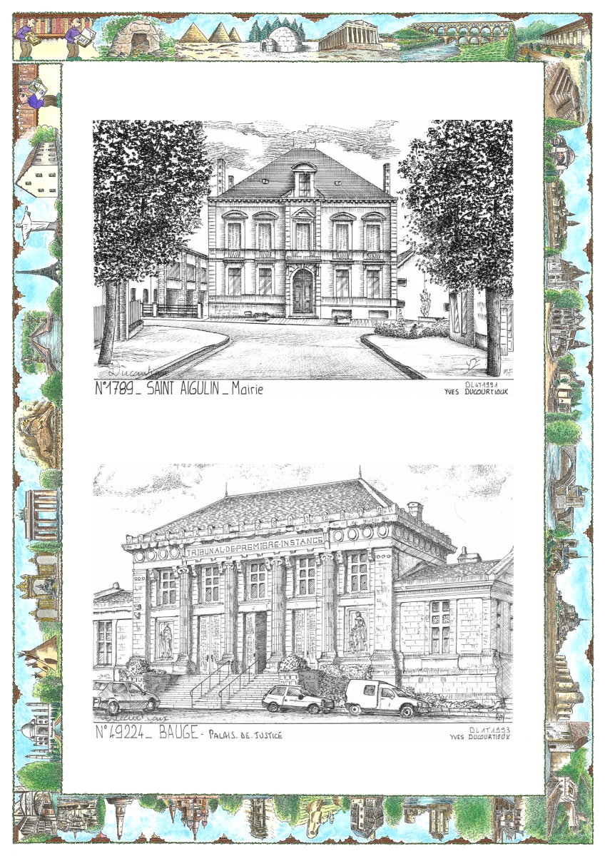 MONOCARTE N 17089-49224 - ST AIGULIN - mairie / BAUGE - palais de justice