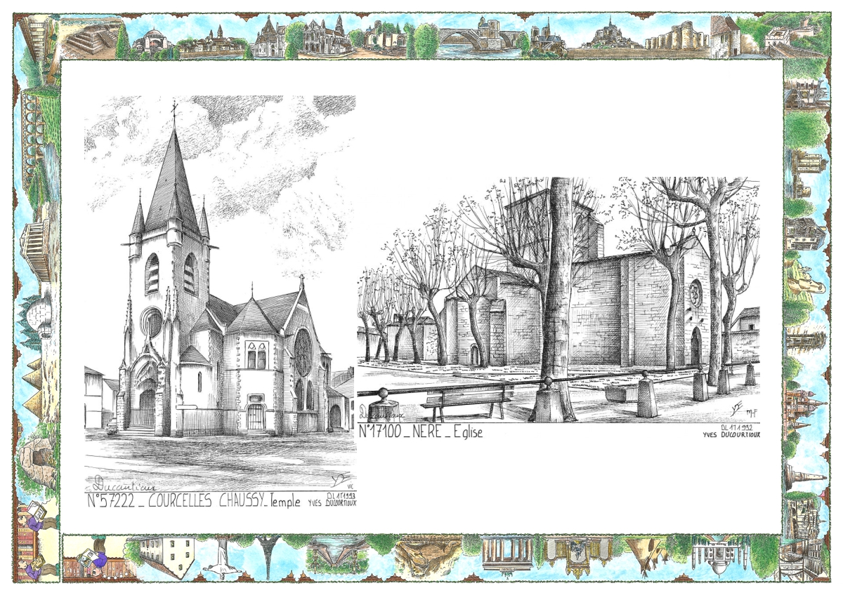 MONOCARTE N 17100-57222 - NERE - �glise / COURCELLES CHAUSSY - temple