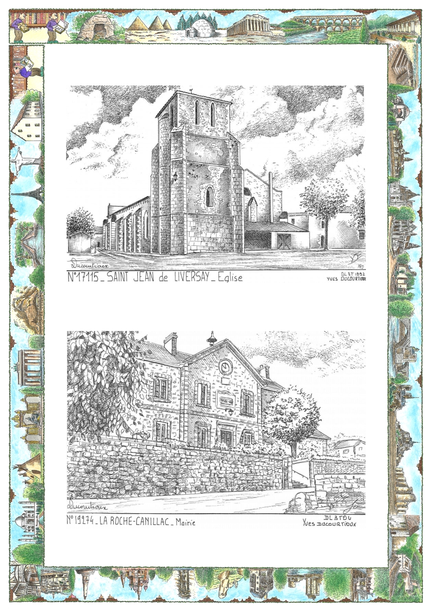 MONOCARTE N 17115-19274 - ST JEAN DE LIVERSAY - �glise / LA ROCHE CANILLAC - mairie