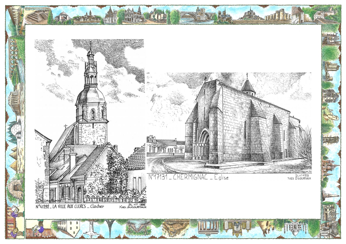 MONOCARTE N 17131-41292 - CHERMIGNAC - �glise / LA VILLE AUX CLERCS - clocher