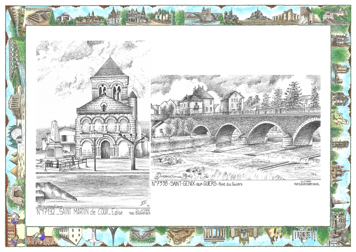 MONOCARTE N 17132-73038 - ST MARTIN DE COUX - �glise / ST GENIX SUR GUIERS - pont du guiers