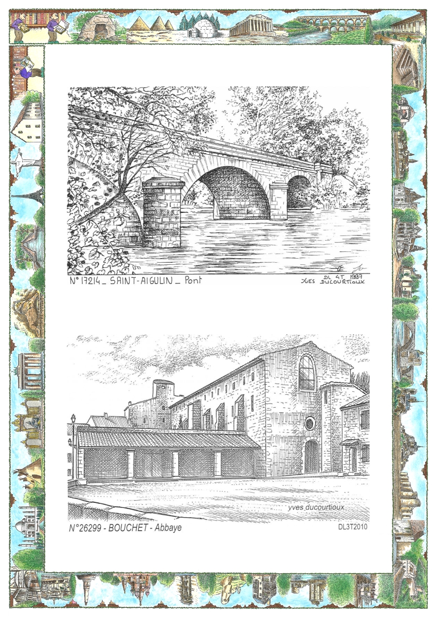 MONOCARTE N 17214-26299 - ST AIGULIN - pont / BOUCHET - abbaye