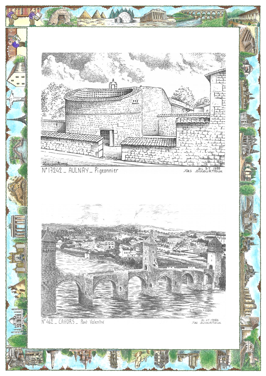 MONOCARTE N 17242-46002 - AULNAY - pigeonnier / CAHORS - pont valentr�