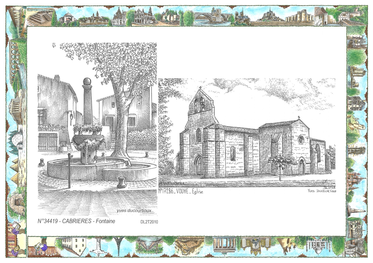 MONOCARTE N 17286-34419 - VOUHE - �glise / CABRIERES - fontaine