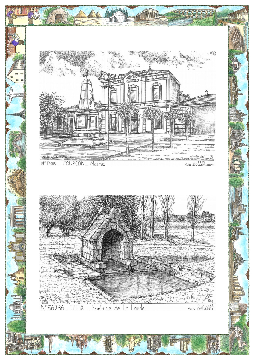 MONOCARTE N 17305-56236 - COURCON - mairie / THEIX - fontaine de la lande
