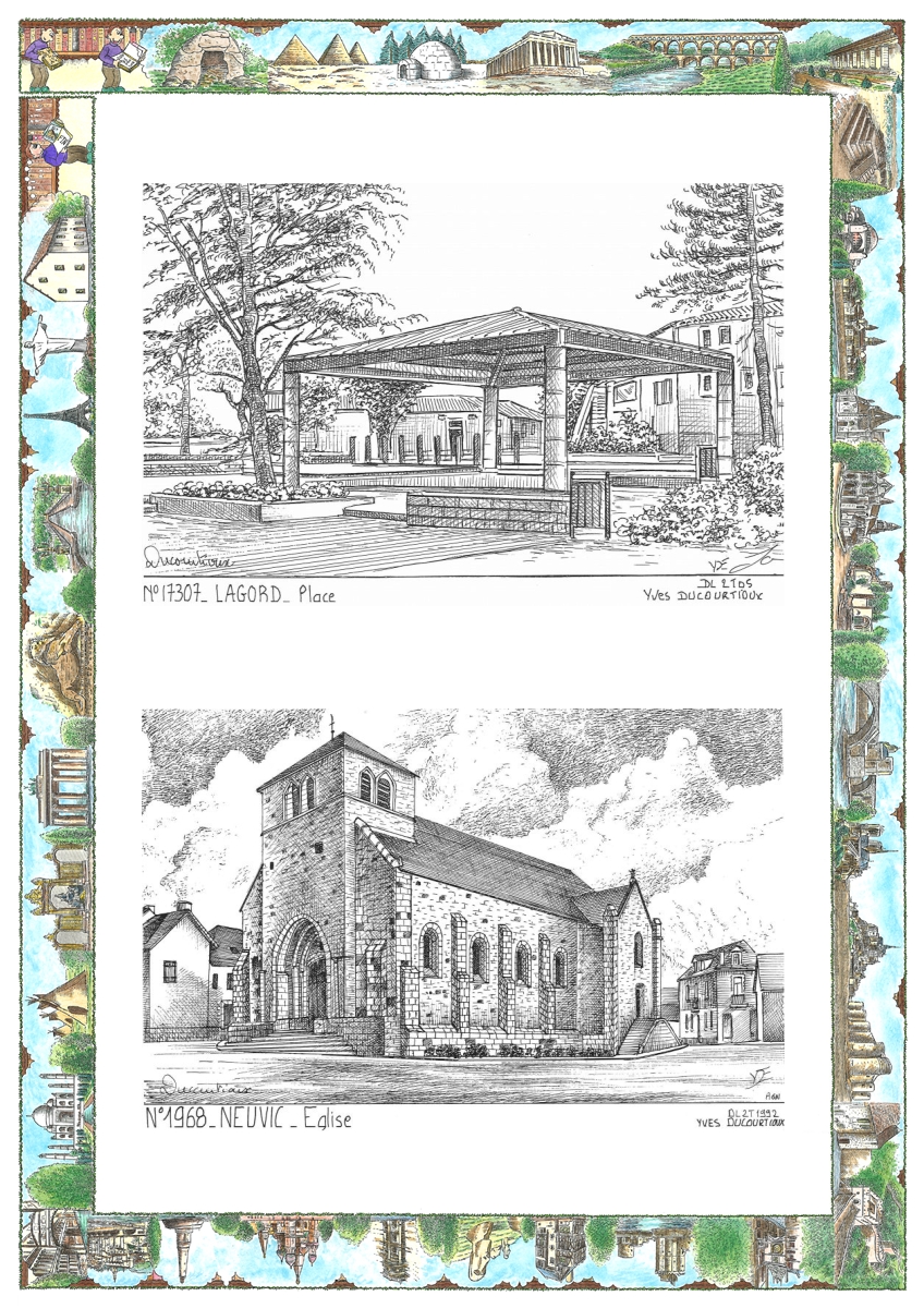 MONOCARTE N 17307-19068 - LAGORD - place / NEUVIC - �glise
