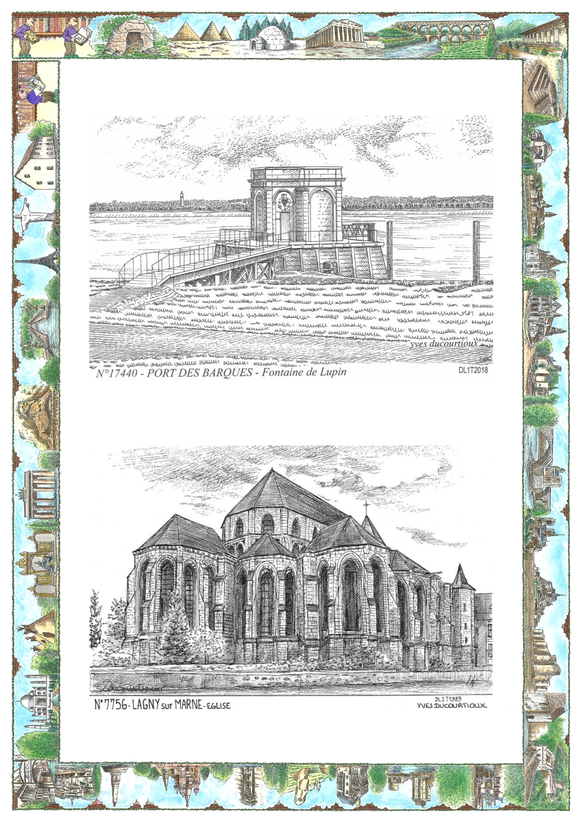 MONOCARTE N 17440-77056 - PORT DES BARQUES - fontaine de lupin / LAGNY SUR MARNE - �glise