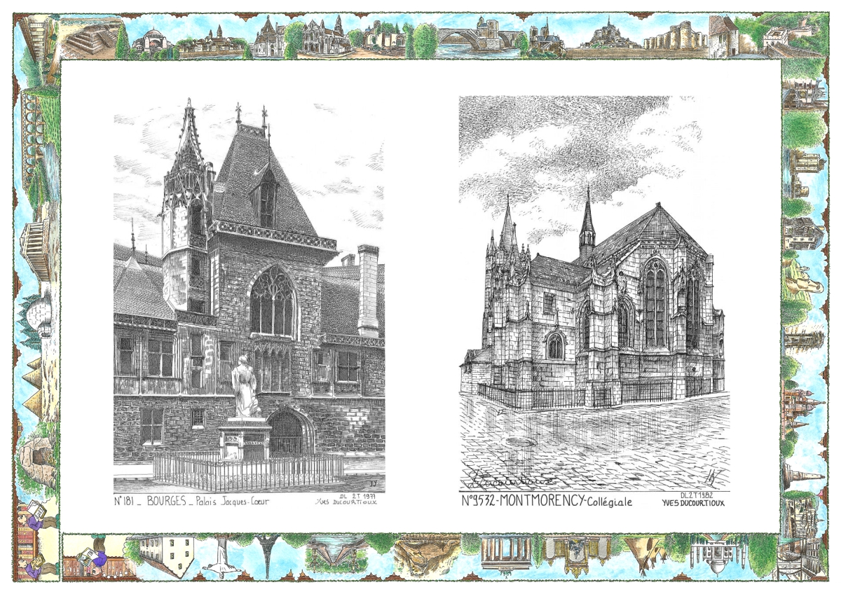 MONOCARTE N 18001-95032 - BOURGES - palais jacques coeur / MONTMORENCY - coll�giale
