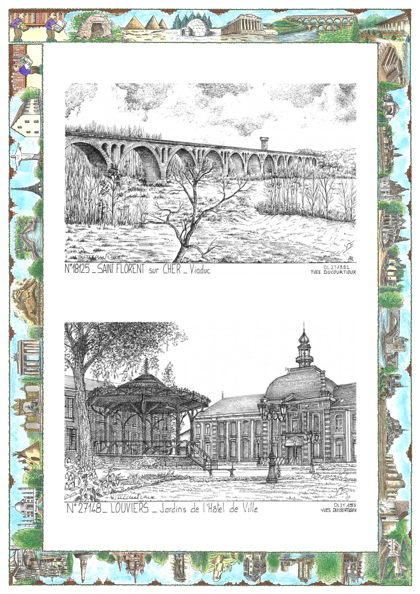 MONOCARTE N 18125-27148 - ST FLORENT SUR CHER - viaduc / LOUVIERS - jardins de l h�tel de ville
