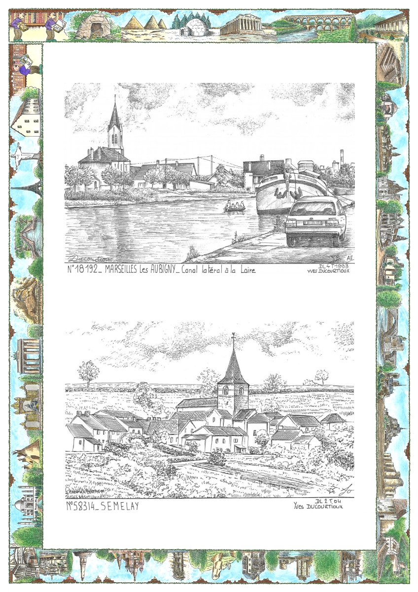 MONOCARTE N 18192-58314 - MARSEILLES LES AUBIGNY - canal lat�ral � la loire / SEMELAY - vue
