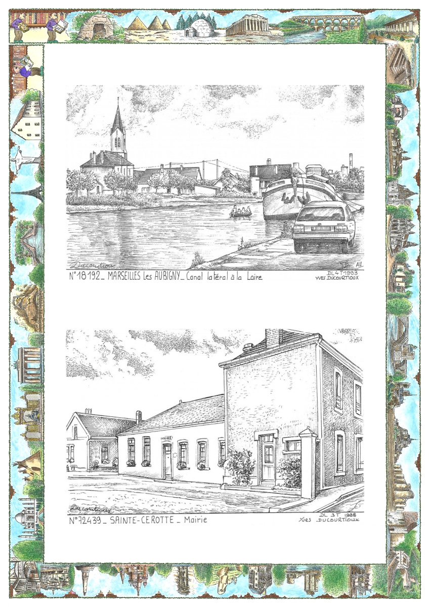 MONOCARTE N 18192-72439 - MARSEILLES LES AUBIGNY - canal lat�ral � la loire / STE CEROTTE - mairie