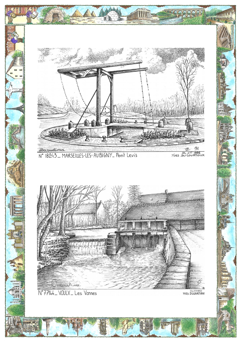 MONOCARTE N 18243-77144 - MARSEILLES LES AUBIGNY - pont levis / VOULX - les vannes