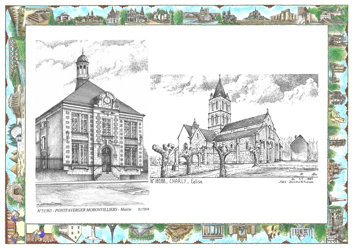 MONOCARTE N 18288-51365 - CHARLY - �glise / PONTFAVERGER MORONVILLIERS - mairie