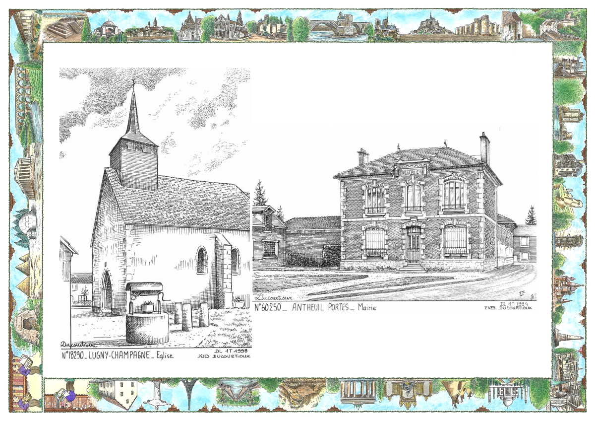 MONOCARTE N 18290-60250 - LUGNY CHAMPAGNE - �glise / ANTHEUIL PORTES - mairie