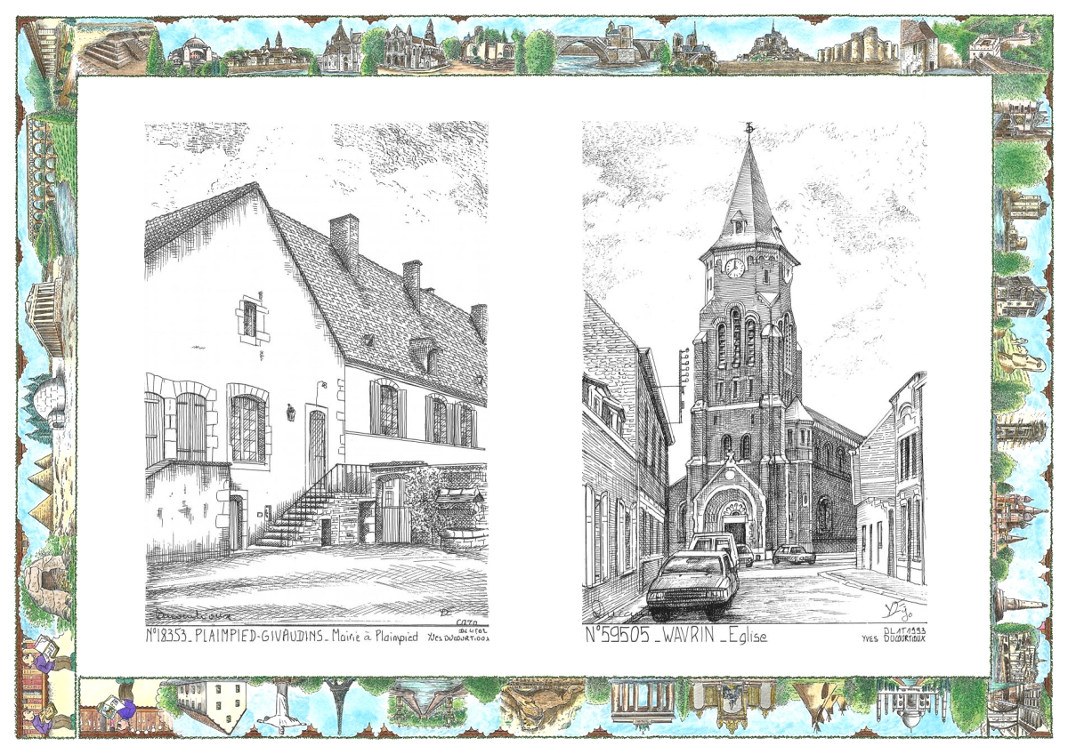 MONOCARTE N 18353-59505 - PLAIMPIED GIVAUDINS - mairie � plaimpied / WAVRIN - �glise
