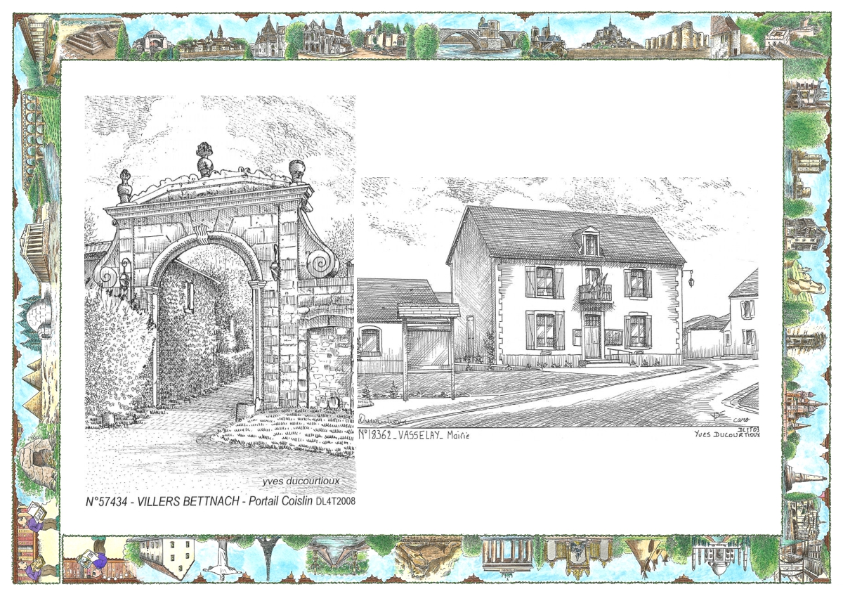 MONOCARTE N 18362-57434 - VASSELAY - mairie / VILLERS BETTNACH - portail coislin