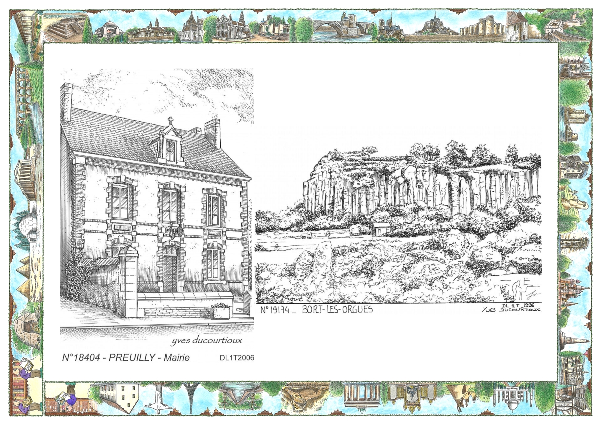 MONOCARTE N 18404-19174 - PREUILLY - mairie / BORT LES ORGUES - vue